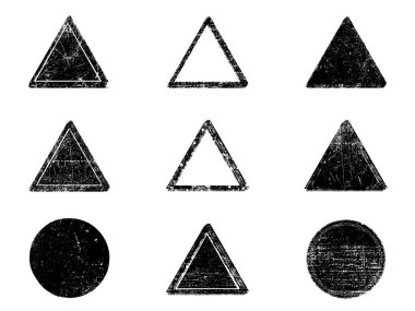 Siyah beyaz grunge seti. Tehlike örtüsü dokusu. Yüzey tozu ve kaba duvar arkası konsepti. Sıkıntı illüstrasyonu, grunge etkisi yaratmak için basitçe nesnenin üzerine yerleştirilir. Vektör EPS10.