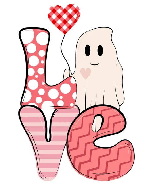 Fantasma Espeluznante San Valentín Puede Usar Camisetas Etiquetas Iconos Suéter — Archivo Imágenes Vectoriales
