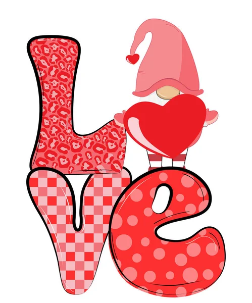 Valentine Gnome Peut Être Utilisé Sur Shirt Étiquettes Icônes Pull — Image vectorielle