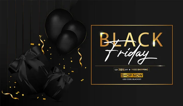 Black Friday Dark Background Banner Design — Vetor de Stock