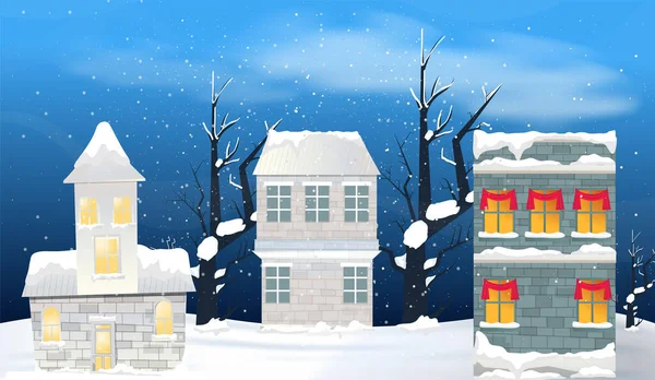 Winterlandschaft Mit Einem Haus Hintergrund — Stockvektor