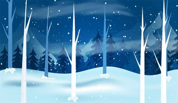 Winter Forest Background Vector Background — Stock Vector