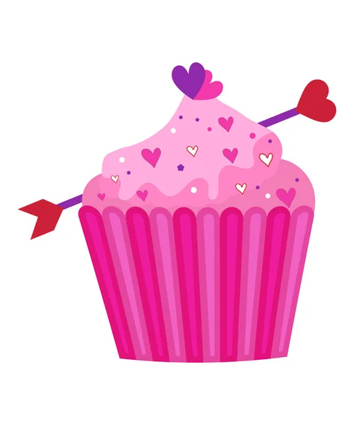 stock vector Valentine cupcake icon with hearts 