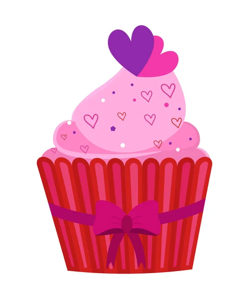 Icône Cupcake Valentine Avec Des Coeurs — Image vectorielle