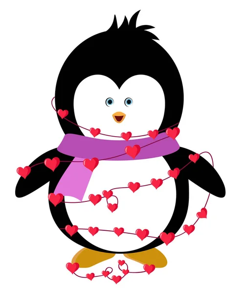 Valentines Day Pingouin Mignon Clip Art — Image vectorielle