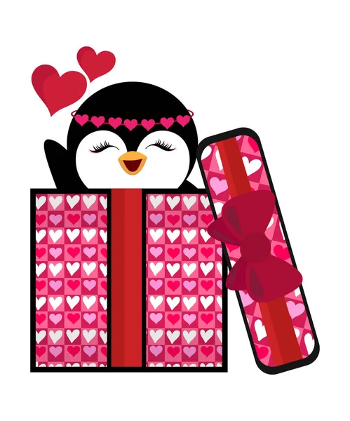 Valentines Day Pingouin Mignon Clip Art — Image vectorielle