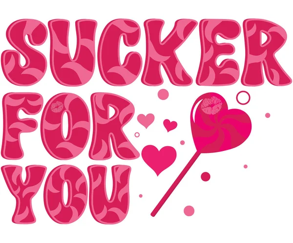 Rétro Saint Valentin Sucker Pour Vous — Image vectorielle