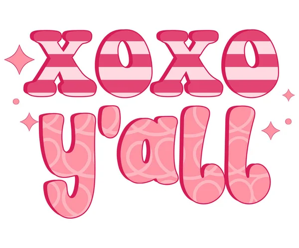 Retro Walentynki Xoxo Yall — Wektor stockowy