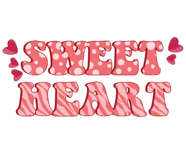 Día San Valentín Retro Corazón Dulce — Archivo Imágenes Vectoriales