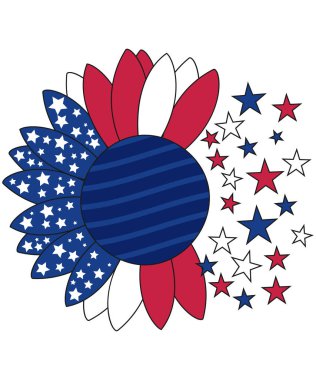 4th of July Sunflower  clipart