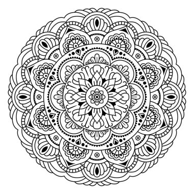  Rounded decorative mandala vector illustration for adults coloring book