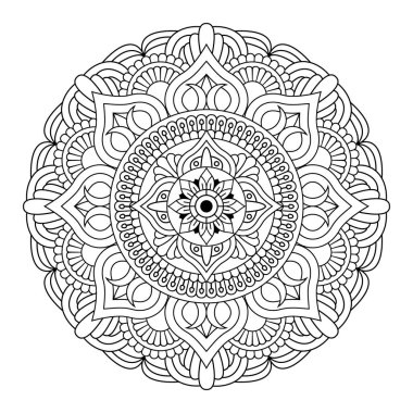 Isolated black mandala, Round line pattern for color book