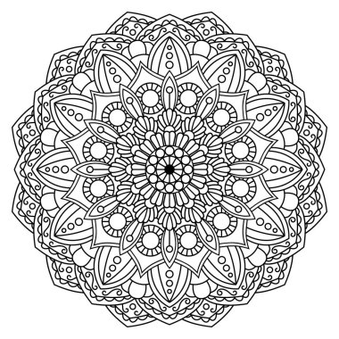 Hand drawn Mandala, Black and white vector illustration