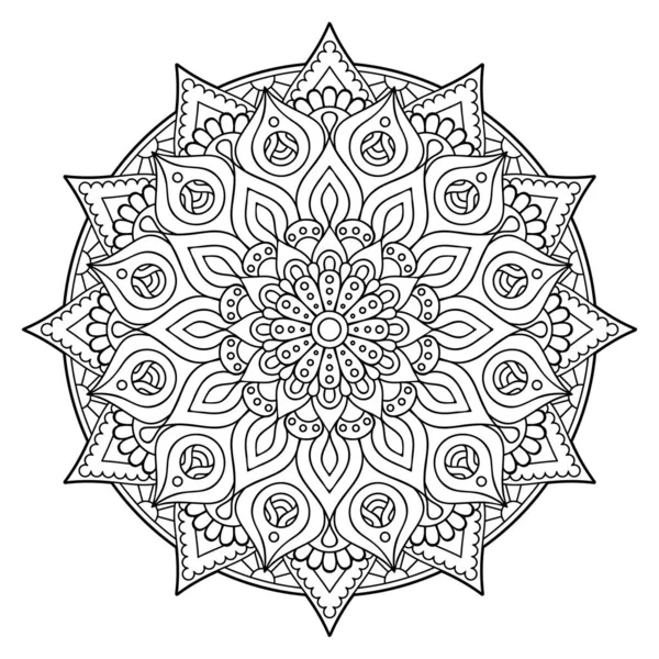 Mandala Aux Fleurs Éléments Décoratifs Vintage Schéma Oriental — Image vectorielle