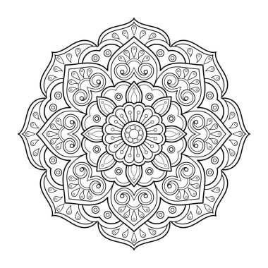 Outlined mandala vector illustration for coloring book
