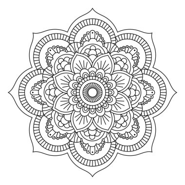 Rounded mandala coloring page, vector illustration