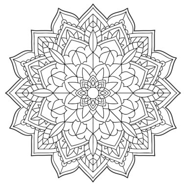 Black and white Floral Mandala, Vector illustration