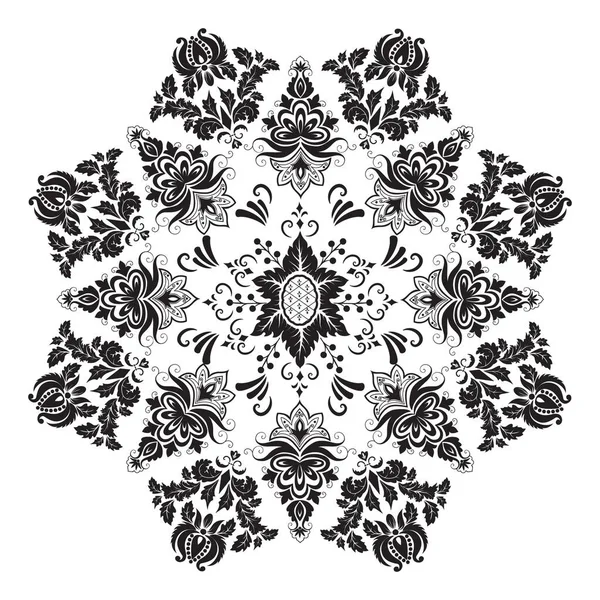 Black White Ornamental Floral Lace Damask Arabesque — Stock Vector