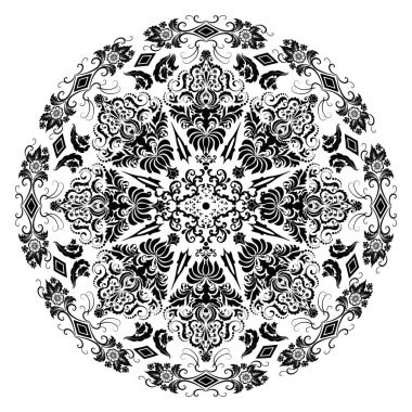yuvarlak dantel damask ve Arabesk öğeler süs vektör