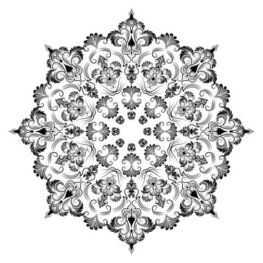 yuvarlak dantel damask ve Arabesk öğeler süs vektör