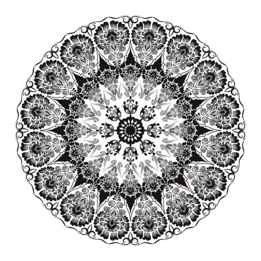 yuvarlak dantel damask ve Arabesk öğeler süs vektör