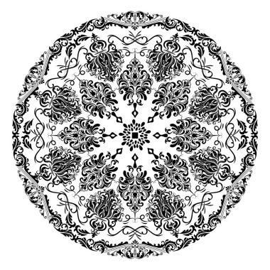 yuvarlak dantel damask ve Arabesk öğeler süs vektör