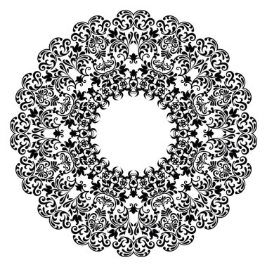 Siyah ve beyaz mandala vektör çizim