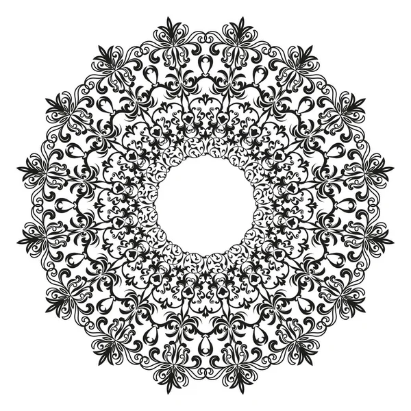 Preto Branco Mandala Vector Ilustração — Vetor de Stock