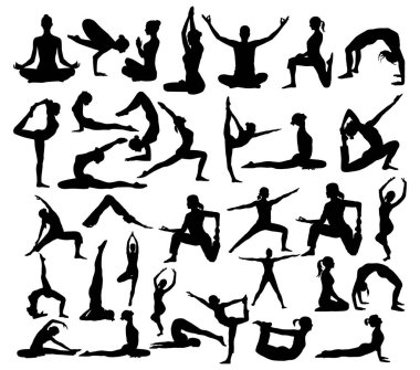 Yoga poz siluet vektör illüstrasyonu, EPS 10
