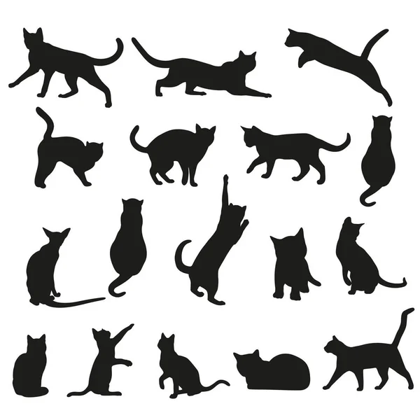 Kedi siluetleri koleksiyon vektör çizimi
