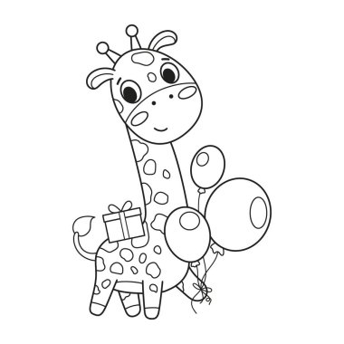 Zürafa Çocuklar için Ayrı Boyama Sayfası