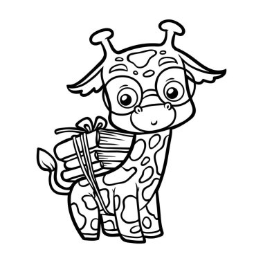 Zürafa Çocuklar için Ayrı Boyama Sayfası