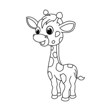 Zürafa Çocuklar için Ayrı Boyama Sayfası