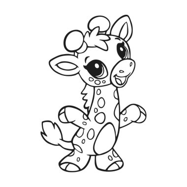 Zürafa Çocuklar için Ayrı Boyama Sayfası