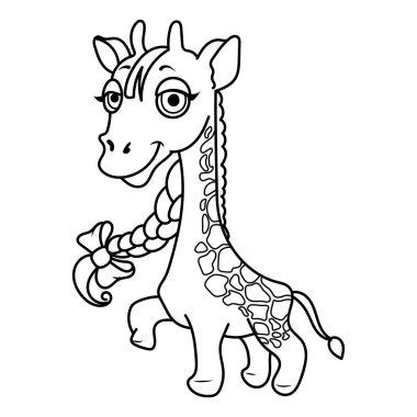 Zürafa Çocuklar için Ayrı Boyama Sayfası