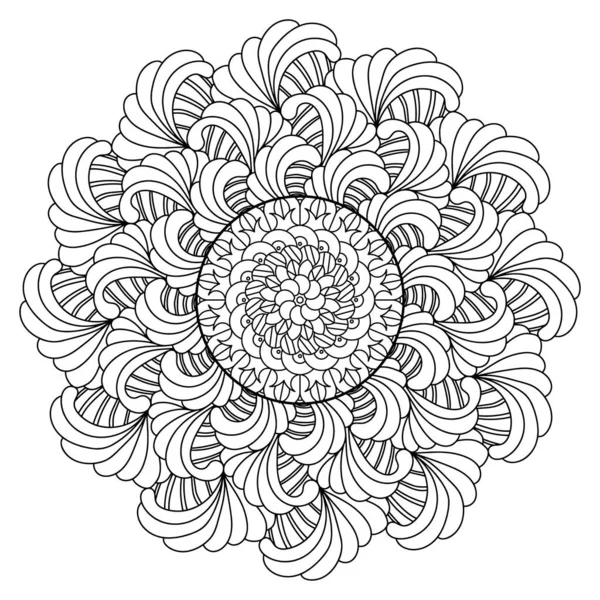 Çiçekli Yuvarlak Mandala Boyama Sayfası Vektör Illüstrasyonu — Stok Vektör