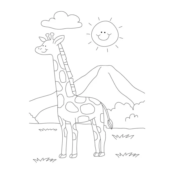 Giraff Isolerad Färg Sida För Barn — Stock vektor