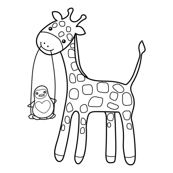 Girafe Coloriage Isolé Page Pour Les Enfants — Image vectorielle