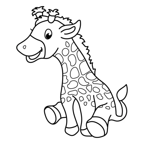 Giraffe Isolated Coloring Page Kids — Stock Vector