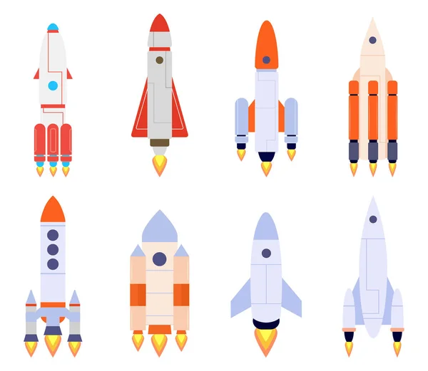 Rocket Icons Set Isolated White Background — Stock Vector