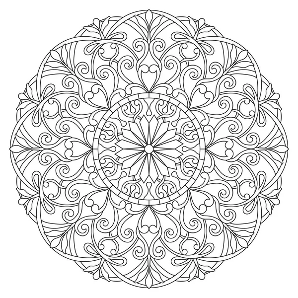Mandala Contour Vecteur Noir Blanc — Image vectorielle