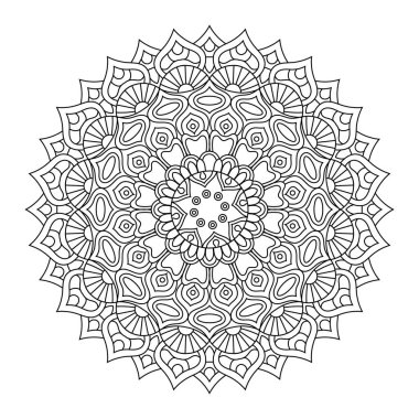 Çizilmiş mandala, siyah ve beyaz vektör 
