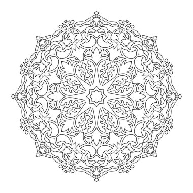 Çizilmiş mandala, siyah ve beyaz vektör 