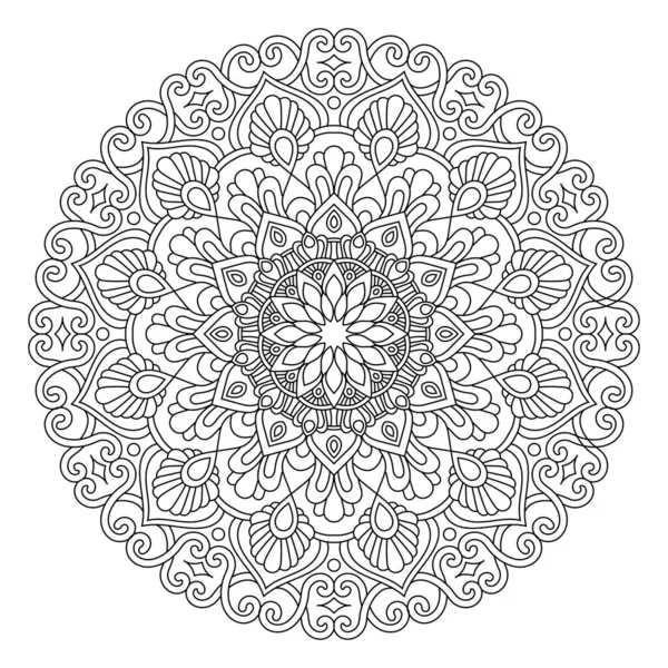 Mandala Contour Vecteur Noir Blanc — Image vectorielle