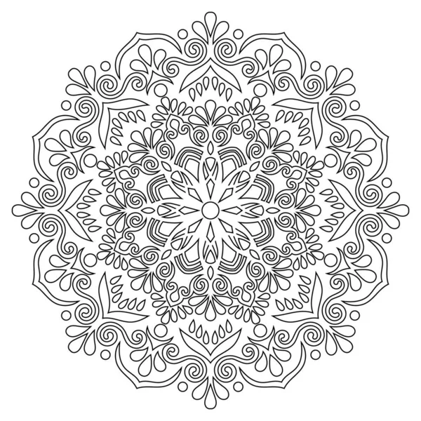 Çizilmiş mandala, siyah ve beyaz vektör 