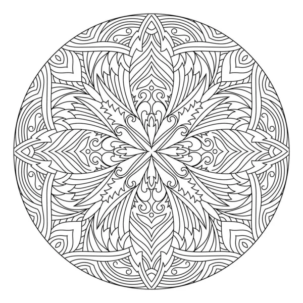 Mandala Contour Isolé Sur Fond Blanc — Image vectorielle