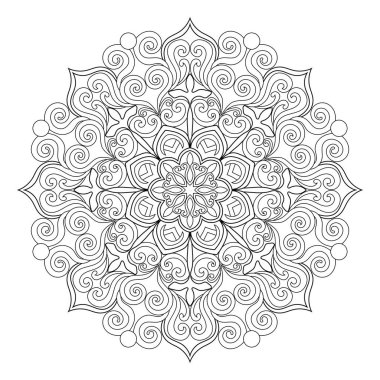 Mandala boyama kitabı, duvar kağıdı tasarımı, fayans deseni, gömlek, tebrik kartı, çıkartma, dantel desen ve dövme. İç tasarım için dekorasyon. Etnik oryantal çember süsü. arkaplan resimleme