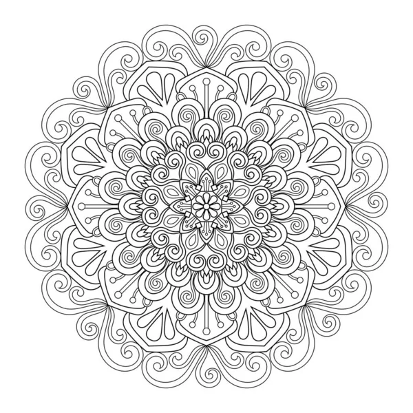Mandala Coloriage Art Livre Conception Papier Peint Motif Tuiles Chemise — Image vectorielle