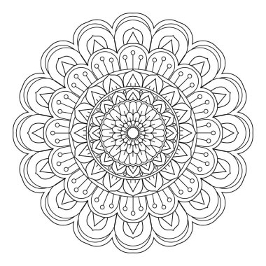 Beyaz arkaplanda izole edilmiş doğrusal tarzda mandala