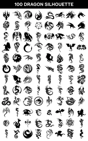 Dragon Symbol Silhouette Vector Ilustración Clip Art Magic Animal Design — Vector de stock